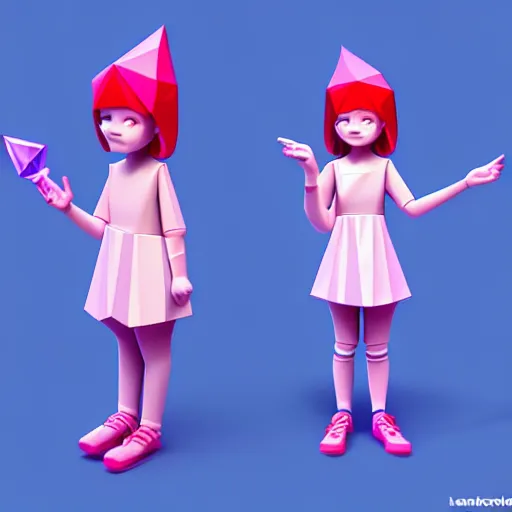 Image similar to girl, magical power, 3 d, one object, low poly, cute, illustration