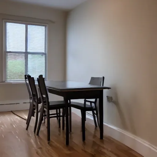 Prompt: A 10ft by 10ft room empty except for a table in the middle