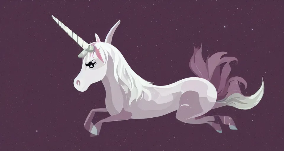 Prompt: tired unicorn , vector art , trending on Artstation, CGSociety