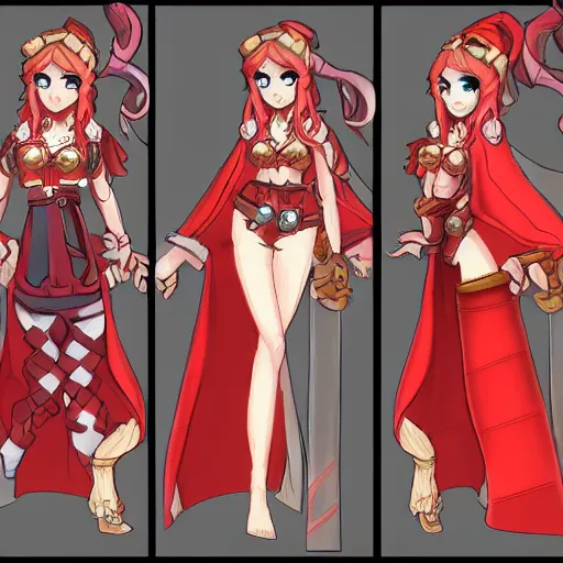 Image similar to natalie from epic battle fantasy, redhead, cartoony, priestess, red robes, highly detailed, fanart