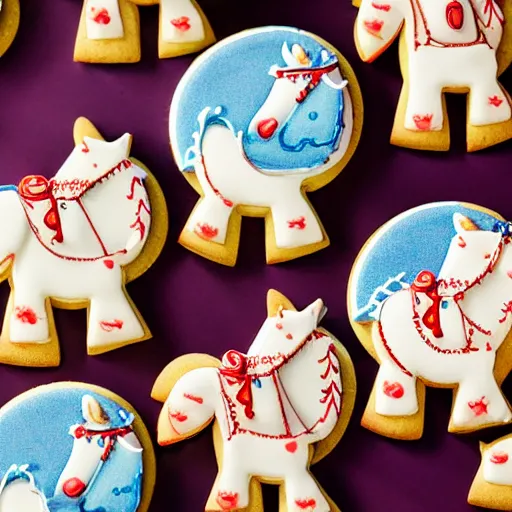 Prompt: Cute cookies with cowboys and horses for the decorations high definition of close up macro shot award winning magazine photo