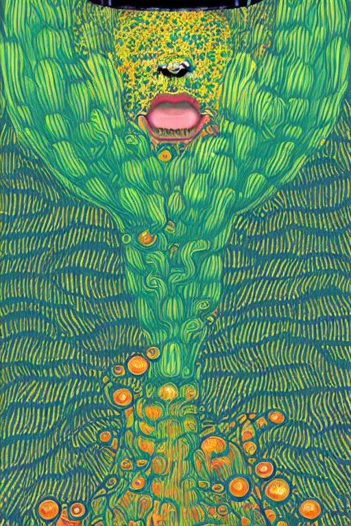 Image similar to creature animal sushi cristal very big eye roots cactus elemental flush of force nature micro world fluo fishscale, illustration, art by ilya kuvshinov and gustav klimt