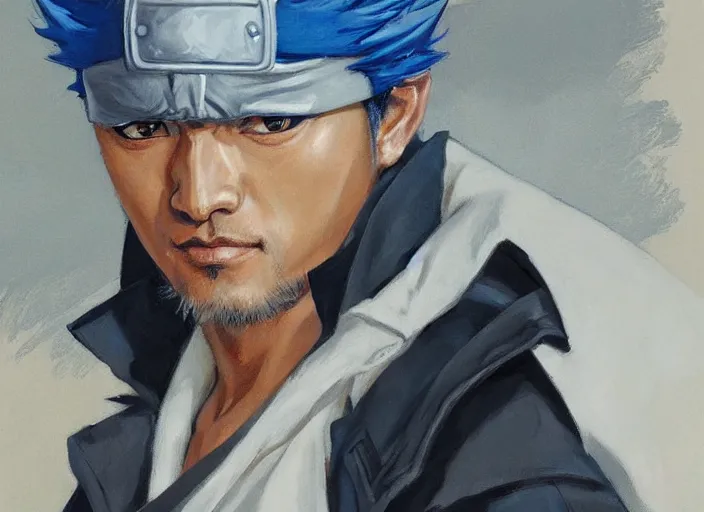 Image similar to a highly detailed beautiful portrait of kakashi hatake, by gregory manchess, james gurney, james jean