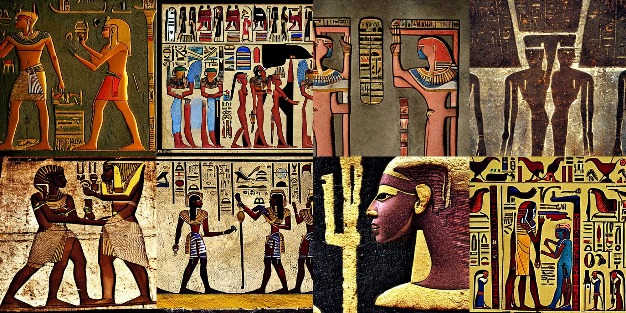 Prompt: egyptian hieroglyph showing kanye west