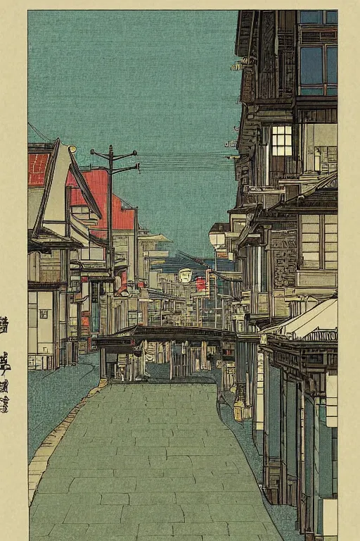 Prompt: City of Melbourne, in the style of Kawase Hasui, intricate, ultra-detailed