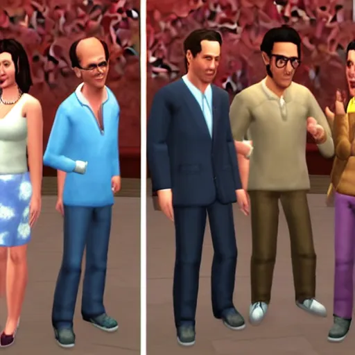 Image similar to cast of Seinfeld in The Sims 2