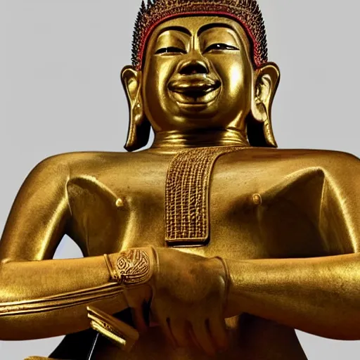 Image similar to sculpture of king ramkhamhaeng, king of sukothai, made by michelangelo, art station, concept art