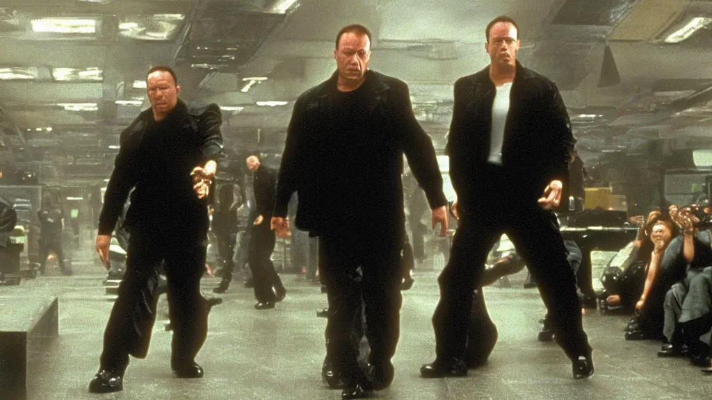 Prompt: movie still of Alex Jones in The Matrix (1999)