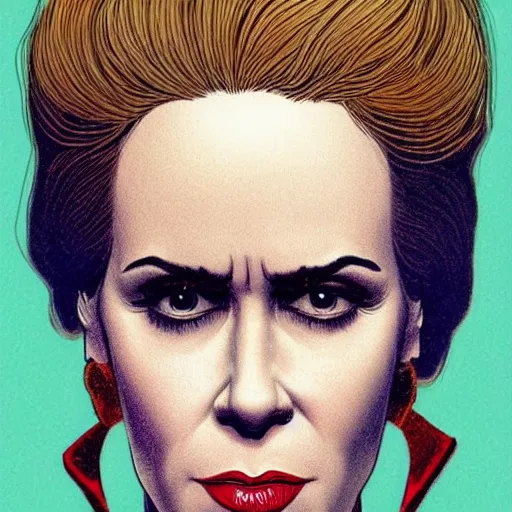 Image similar to sarah paulson retro minimalist portrait by jean giraud, moebius starwatcher comic, 8 k