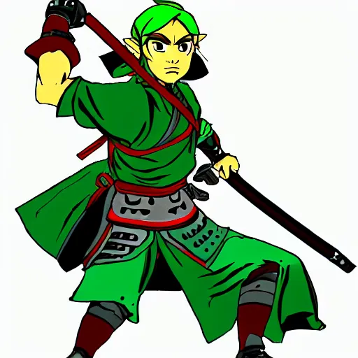 Prompt: Link in the style of Samurai