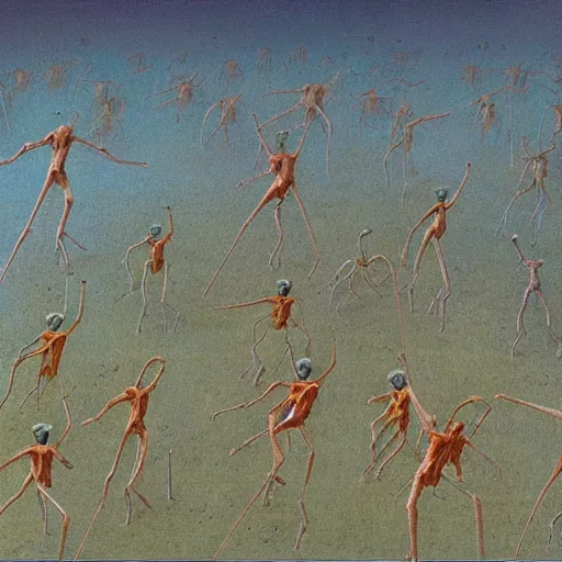 Image similar to toy soldiers in a swiderweb, zdzisław beksinski