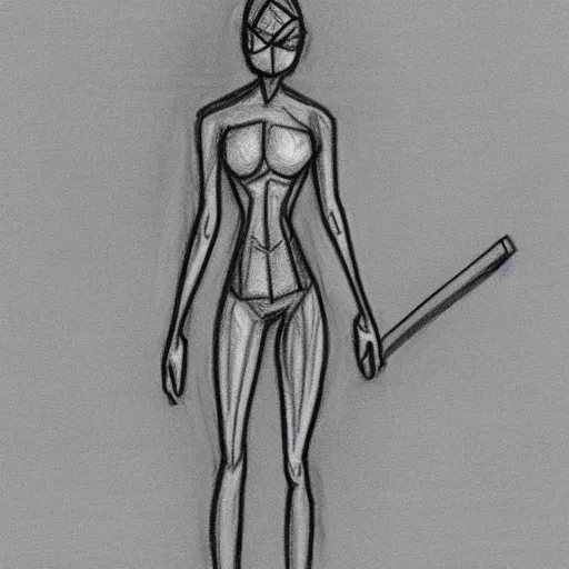 Image similar to skinny stick figure character concept art, pencil drawing