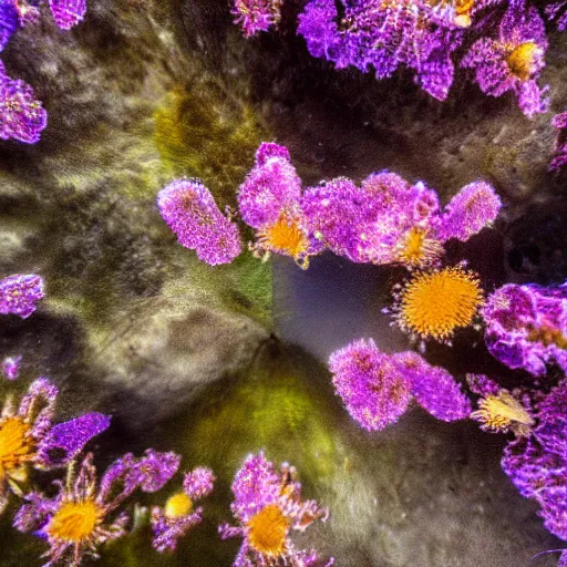 Image similar to photo 1 2 mm wide angle, flower in the sea