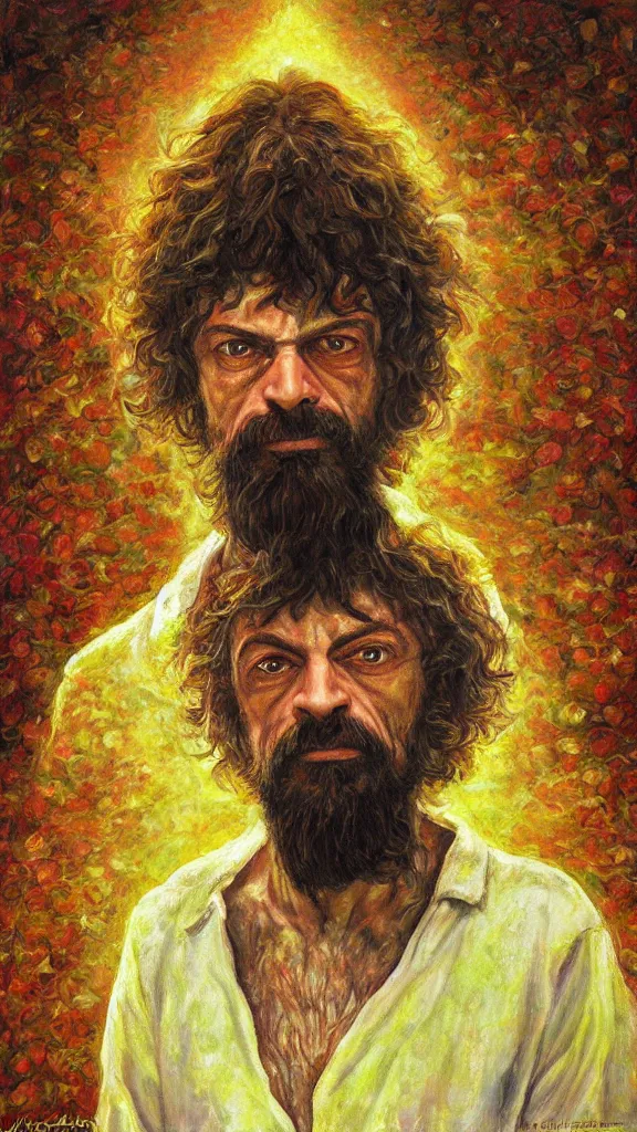 Prompt: terence mckenna protrait by akiane kramarik