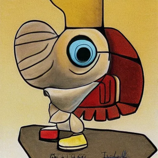 Image similar to marcel the shell with shoes on. By frank lloyd wright