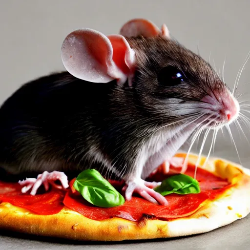 Prompt: hybrid of pizza and rat