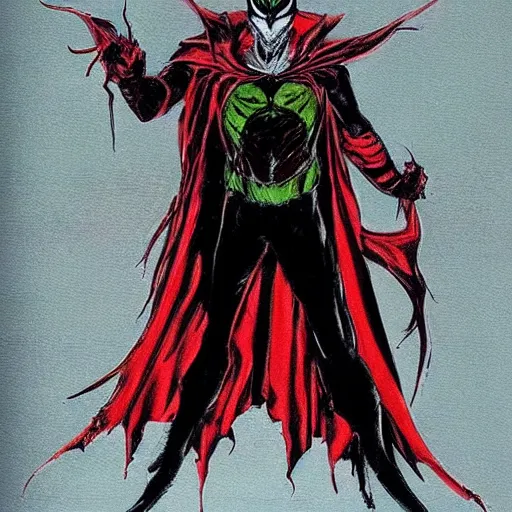 Prompt: David Tennant as spawn, concept art, illustration by  Greg Capullo