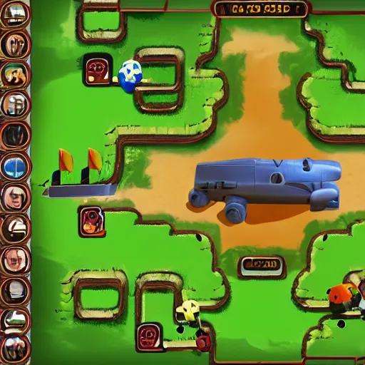 Image similar to a bloons tower defense track set in ww 2