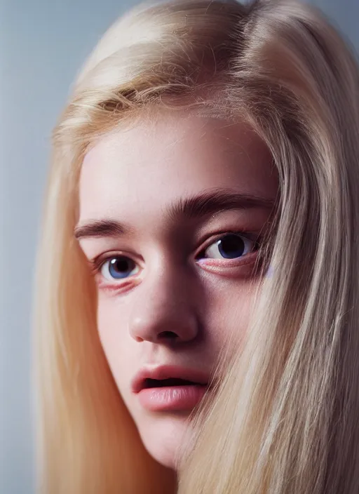 Prompt: Kodak Portra 400, 8K, soft light, volumetric lighting, highly detailed, britt marling style 3/4 symmetrical photographic extreme Close-up face of a extreme beautiful girl with blond hair and freakles, Hasselblad X1D-50C, medium format, soft lighting, volumetric light, 50mm F1.4,warm colors,