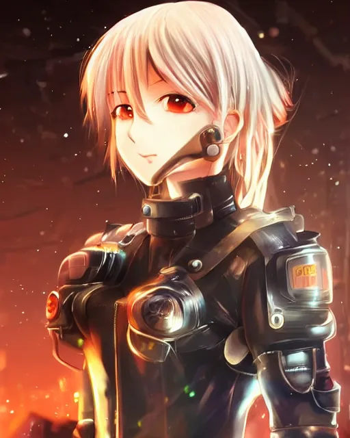 Image similar to portrait of anime girl in mechanic armor in night tokyo by makoto sinkai, perfect face, fine details