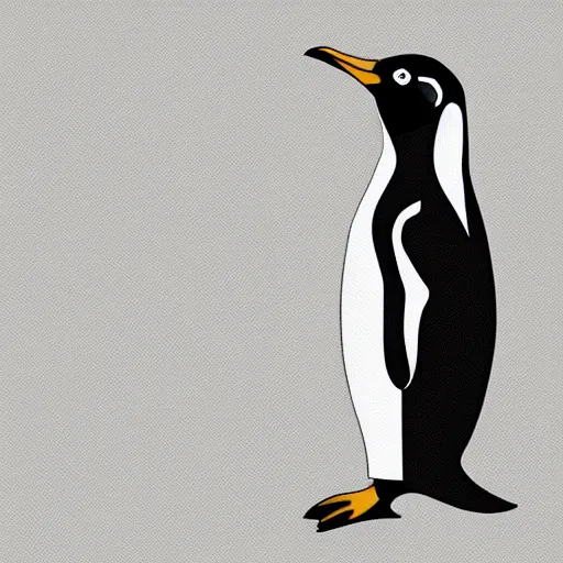 Prompt: a pencil line drawing of a penguin in minimalist style