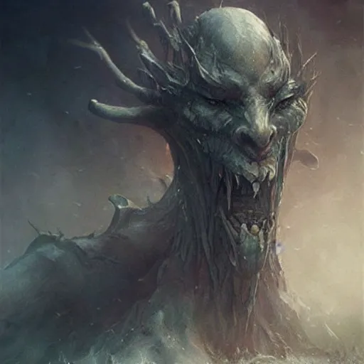 Image similar to a beautiful terrifying monster made out of water and mist. ethereal horror fantasy art by greg rutkowski