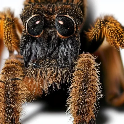 Prompt: the head of a tarantula photoshopped onto a gorrilla's body, full - body shot