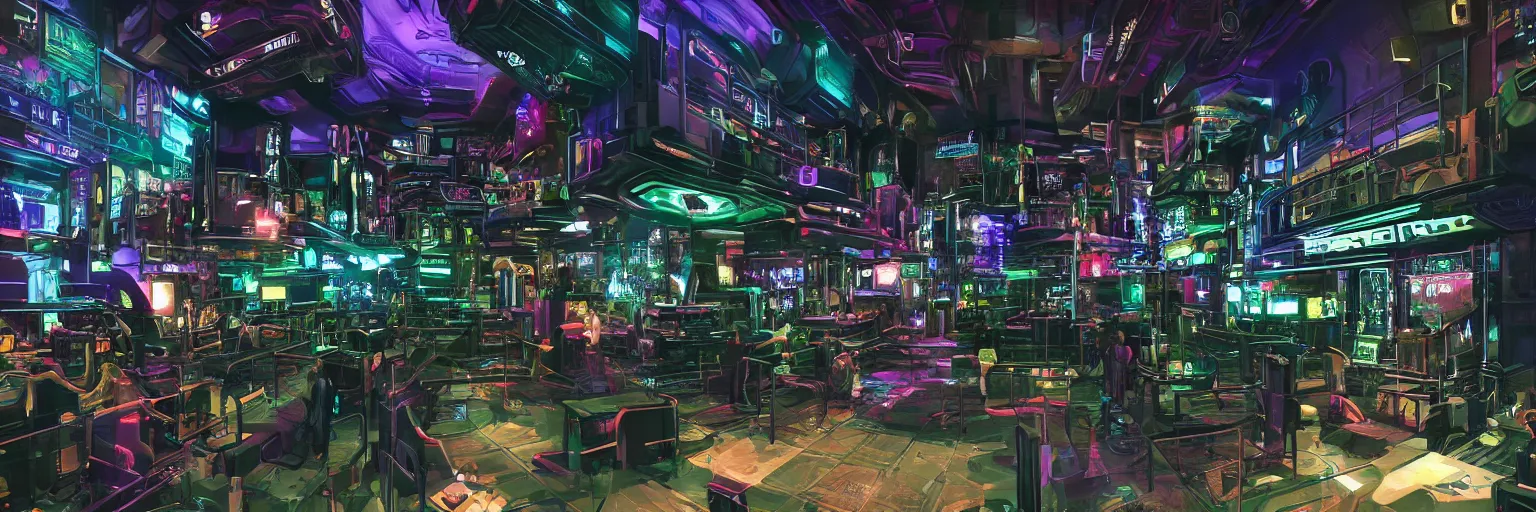Prompt: interior of the cyberpunk night adult club