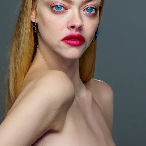 Image similar to a face looking like fried chicken, fried chicken model looking like amanda seyfried