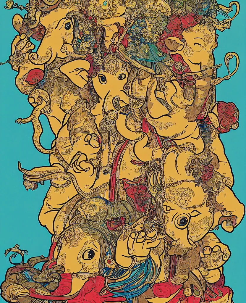 Image similar to ganesha portrait illustration, pop art, splash painting, art by geof darrow, ashley wood, alphonse mucha, makoto shinkai