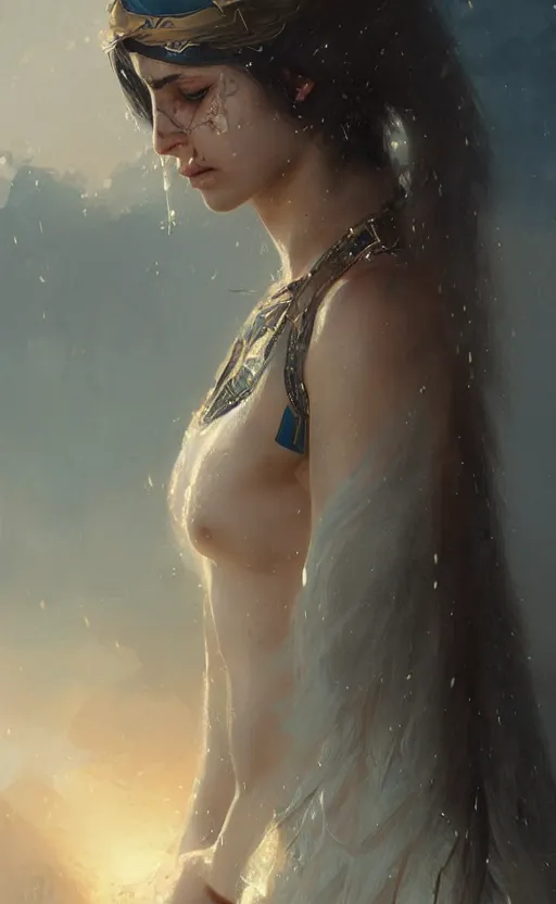 Prompt: The most beautiful arabian warrior girl in the world crying water,digital art,ultra realistic,ultra detailed, ultra wide Lens, art by greg rutkowski