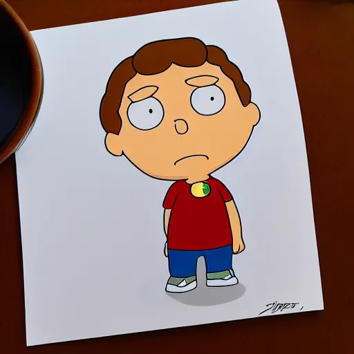 Image similar to stewie from family guy, drawn in anime style