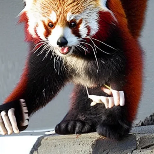 Image similar to red panda wear police clothes