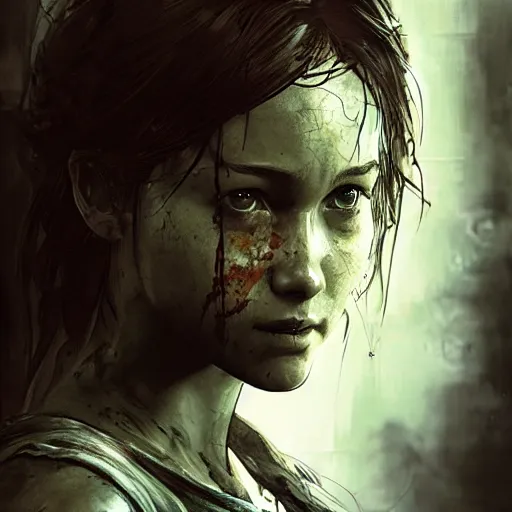 Image similar to full figure elle from last of us, hyperrealistic, art of elysium by yoji shinkawa and by jeremy mann and alphonse mucha, fantasy art, photo realistic, dynamic lighting, artstation, poster, volumetric lighting, very detailed face, 4 k, award winning