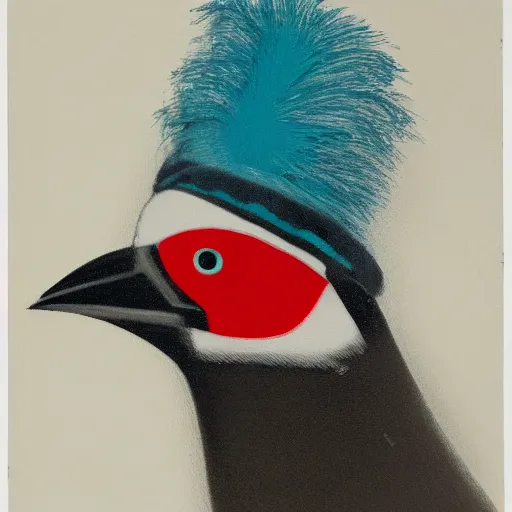 Image similar to a bird with a hat, white background