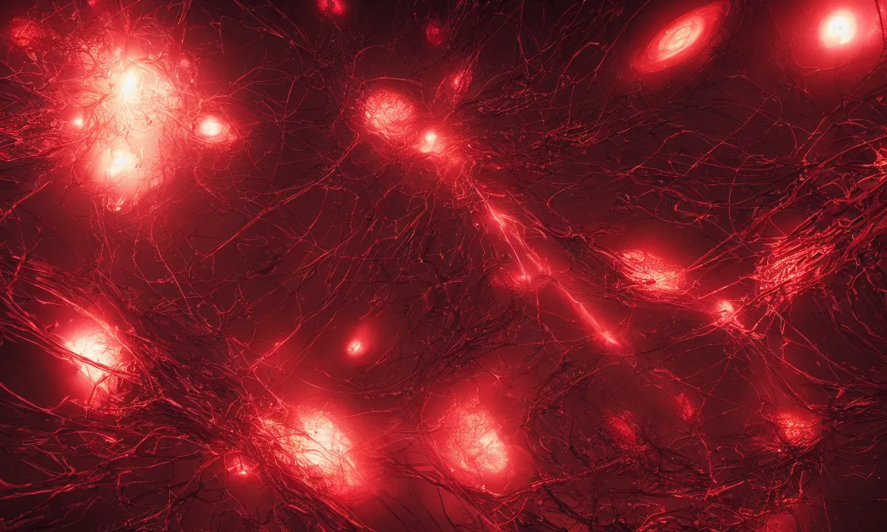 Image similar to A bloody red neurological network spanning across the galaxy,, realistic 4k octane beautifully detailed render, 4k post-processing, highly detailed, intricate complexity, epic composition, magical atmosphere, cinematic lighting, masterpiece, ultra hd