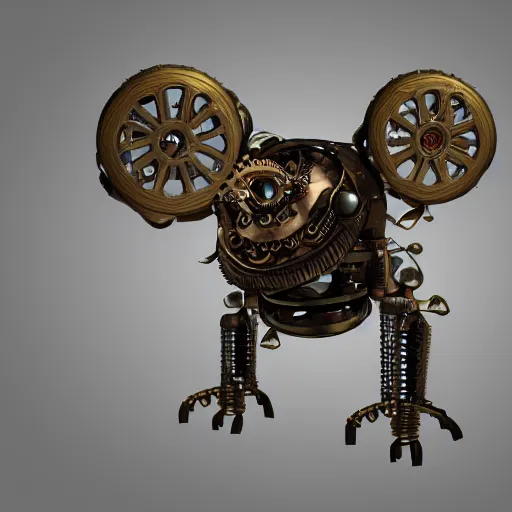 Prompt: 3D render of highely detailed steampunk mechanical owl robot