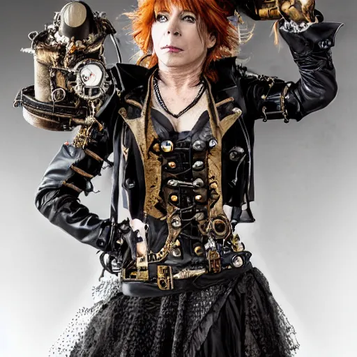 Image similar to a photography of mylene farmer as a steampunk queen by cedric peyravernay