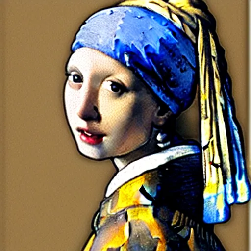 Image similar to girl with a pearl earring by johannes vermeer, as a vampire