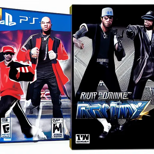 Prompt: RUN DMC JRPG PS2 COVER UNREAL ENGINE OCTANE 4k MADE BY DAVID BOWIE AND SQUARE ENIX EXTREME ADIDAS EDITION AWARD WINNING GAME COVER