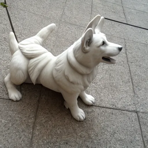 Image similar to Marble statue of a corgi