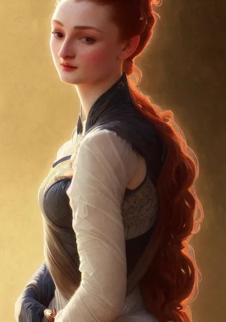 Prompt: sansa with long nose, intricate, elegant, highly detailed, digital painting, artstation, concept art, smooth, sharp focus, illustration, art by artgerm and greg rutkowski and alphonse mucha and william - adolphe bouguereau