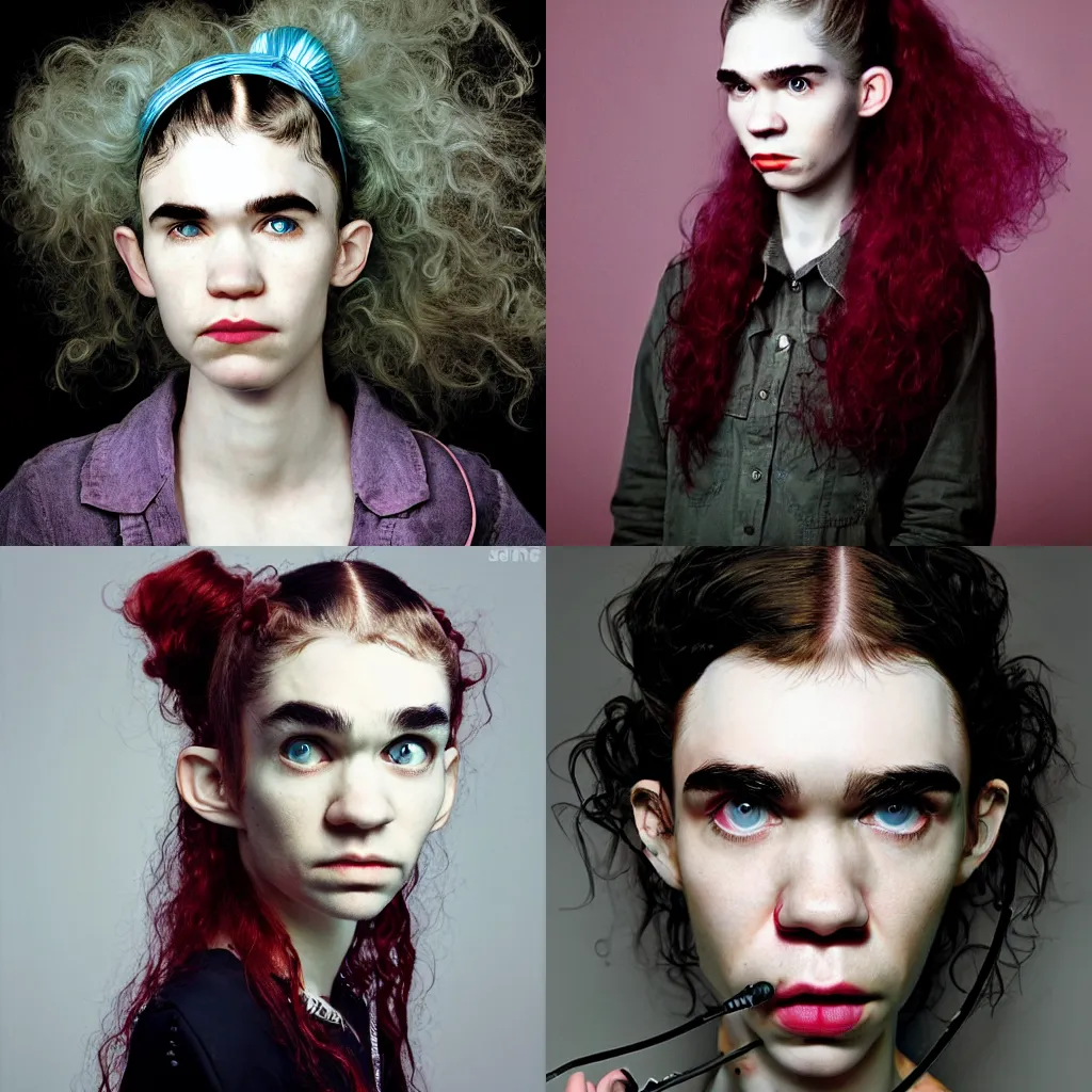 Prompt: a portrait of Grimes by Martin Schoeller, photorealistic, global lighting