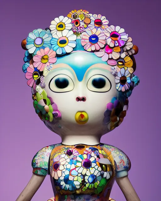 Image similar to a beautiful girl, by takashi murakami, intricate sculpture, hyper realistic, extremely detailed and beautiful aesthetic face, 8 k resolution