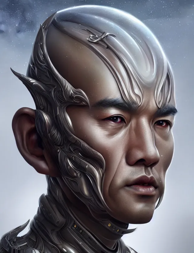 Prompt: epic professional digital airbrush art of male asian starship captain, by leesha hannigan, iris van herpen, joelle jones, artstation, cgsociety, wlop, epic, much wow, much detail, gorgeous, detailed, cinematic, masterpiece