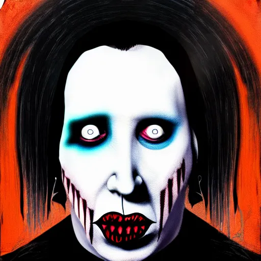 Image similar to graphic illustration, creative design, marilyn manson as alice cooper, biopunk, francis bacon, highly detailed, hunter s thompson, concept art