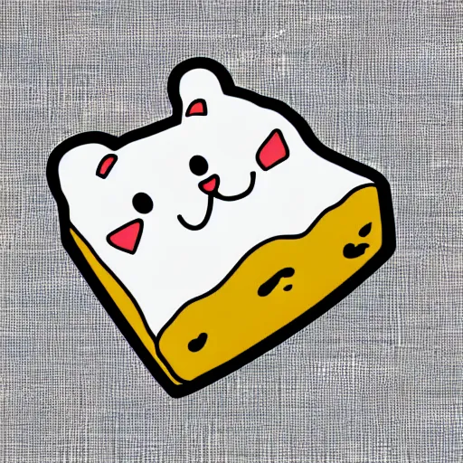 Prompt: cartoon diecut sticker of cute kawaii cheese with white border and light gray background