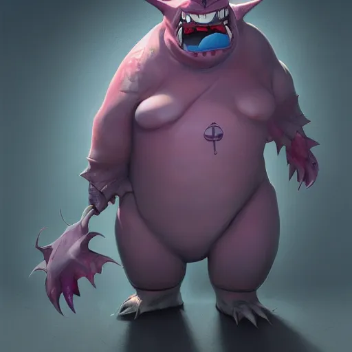 Prompt: Gengar (From Pokémon), trending on artstation, ultra detailed, 8k, character illustration by Greg Rutkowski, Thomas Kinkade.