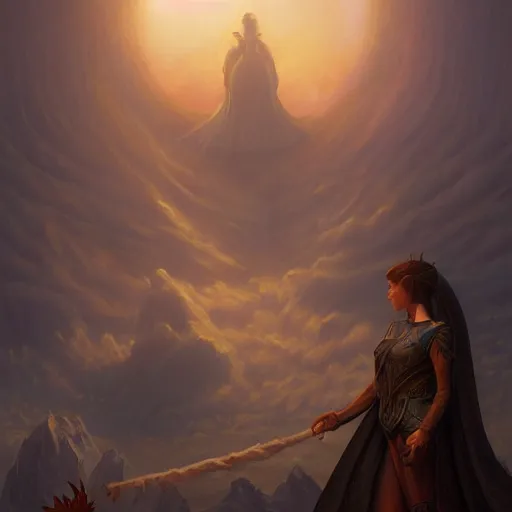 Image similar to a painting of a woman and a dragon, a matte painting by christophe vacher, featured on deviantart, fantasy art, matte painting, storybook illustration, 2 d game art.