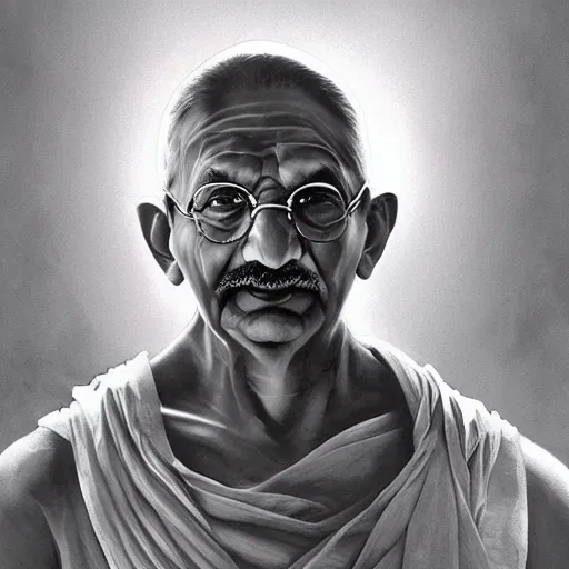 Prompt: Gandhi as Captain America, elegant, intricate, highly detailed, digital painting, concept art, portrait, art by Alex Ross